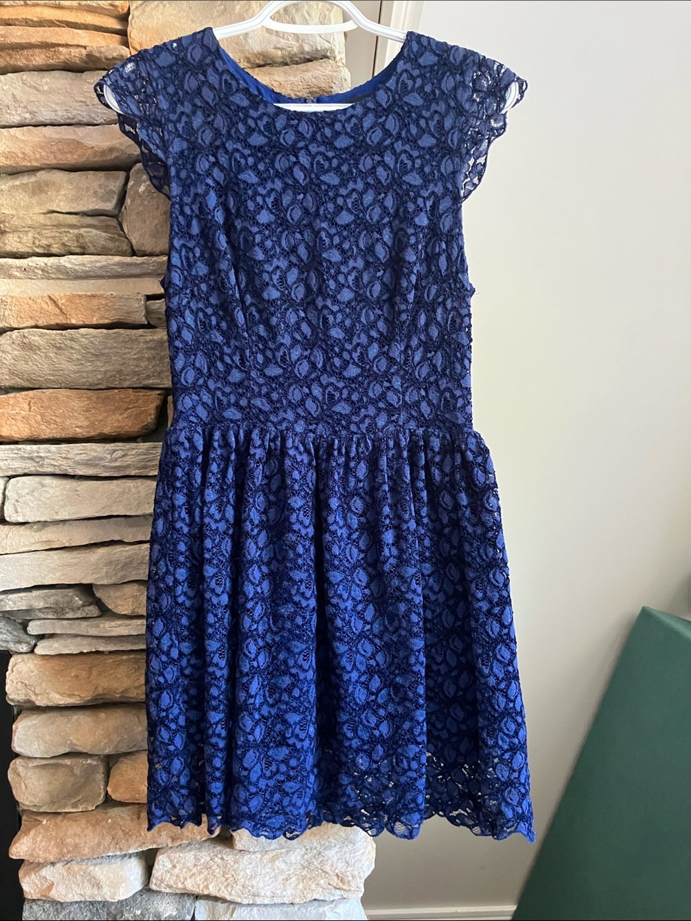Talula Navy Blue Lace Fit-and-Flare Girls Dress